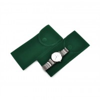 Custom Logo Dark Green Flannel Buckle Watch Storage Bag Portable Watch Protection Storage Bag Velvet Jewelry Gift Bag