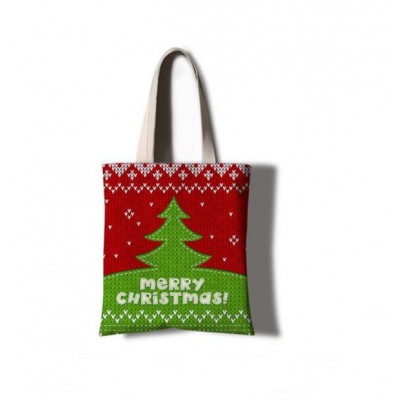 Custom Logo Pattern Painting Foldable Women Shopping Handbag Christmas Canvas Tote Bag New Year Gift Bag