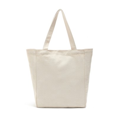 Customized Eco-Friendly Shopping Bag Simple Canvas Tote Bag Large Capacity Ladies Shoulder Bag