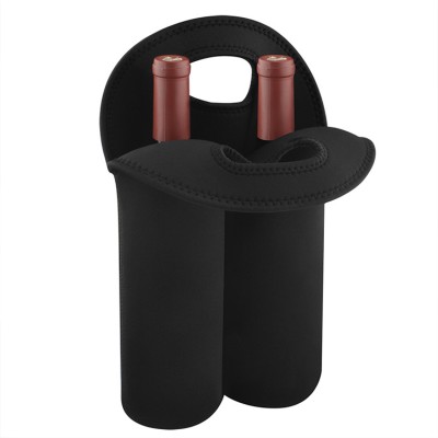 Wholesale Custom Neoprene 2 Bottles Pack Insulated Thermal Bag Wine Bottle Cooler Tote Carrier Bag