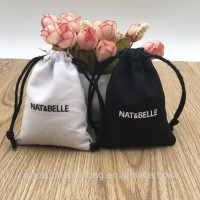 White And Black Canvas Drawstring Bag For Jewelry